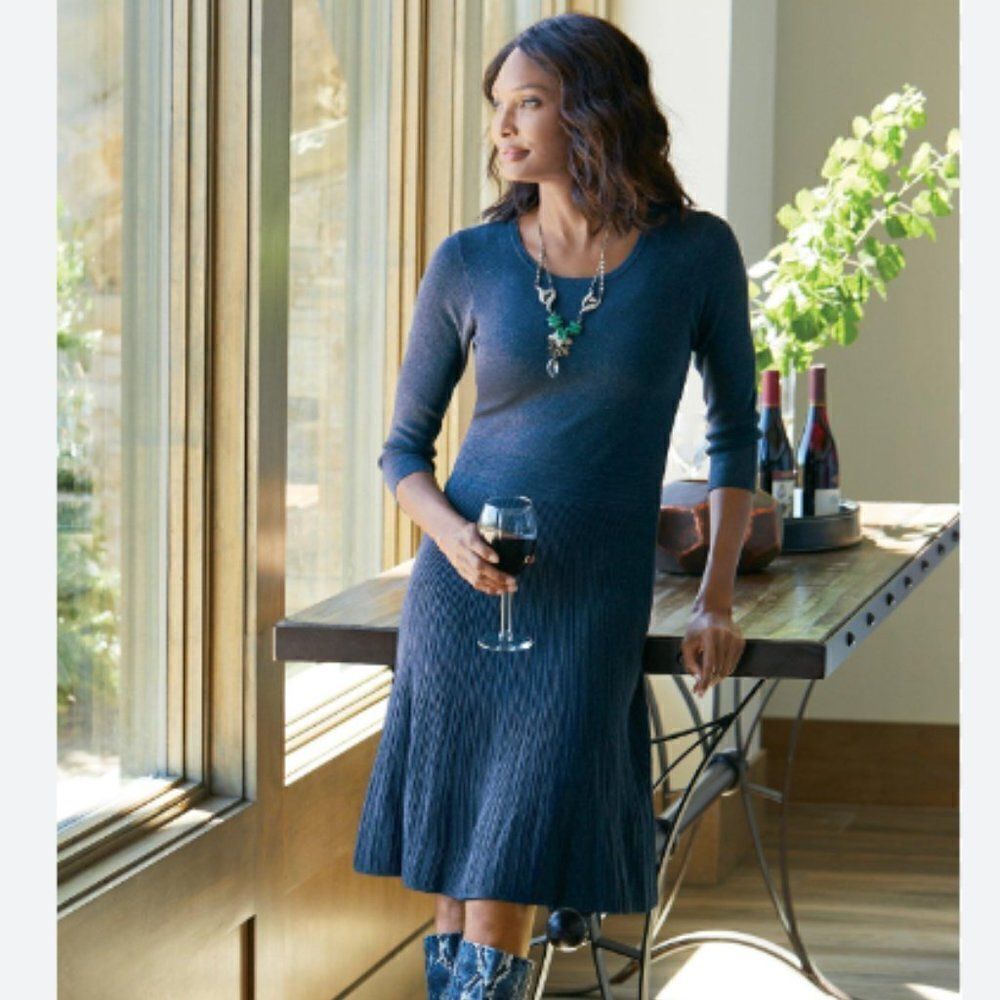 NWOT SOFT SURROUNDINGS Masina Sweater Dress Blue Size Large